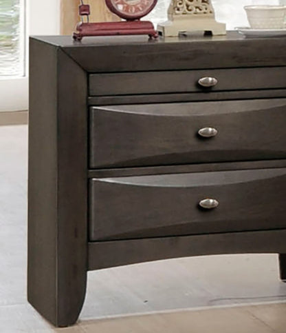 Gray 2 Drawer Bedside Cabinet Nightstand - Contemporary Style