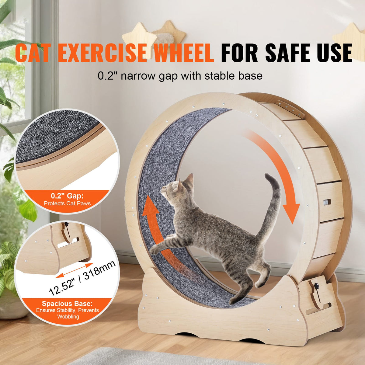 Large Cat Exercise Wheel 35.8 Inch Wood Treadmill