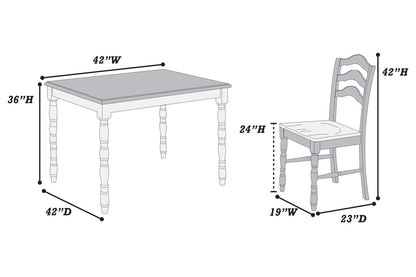 White Square Dining Table Set with 4 Chairs for Dining Room