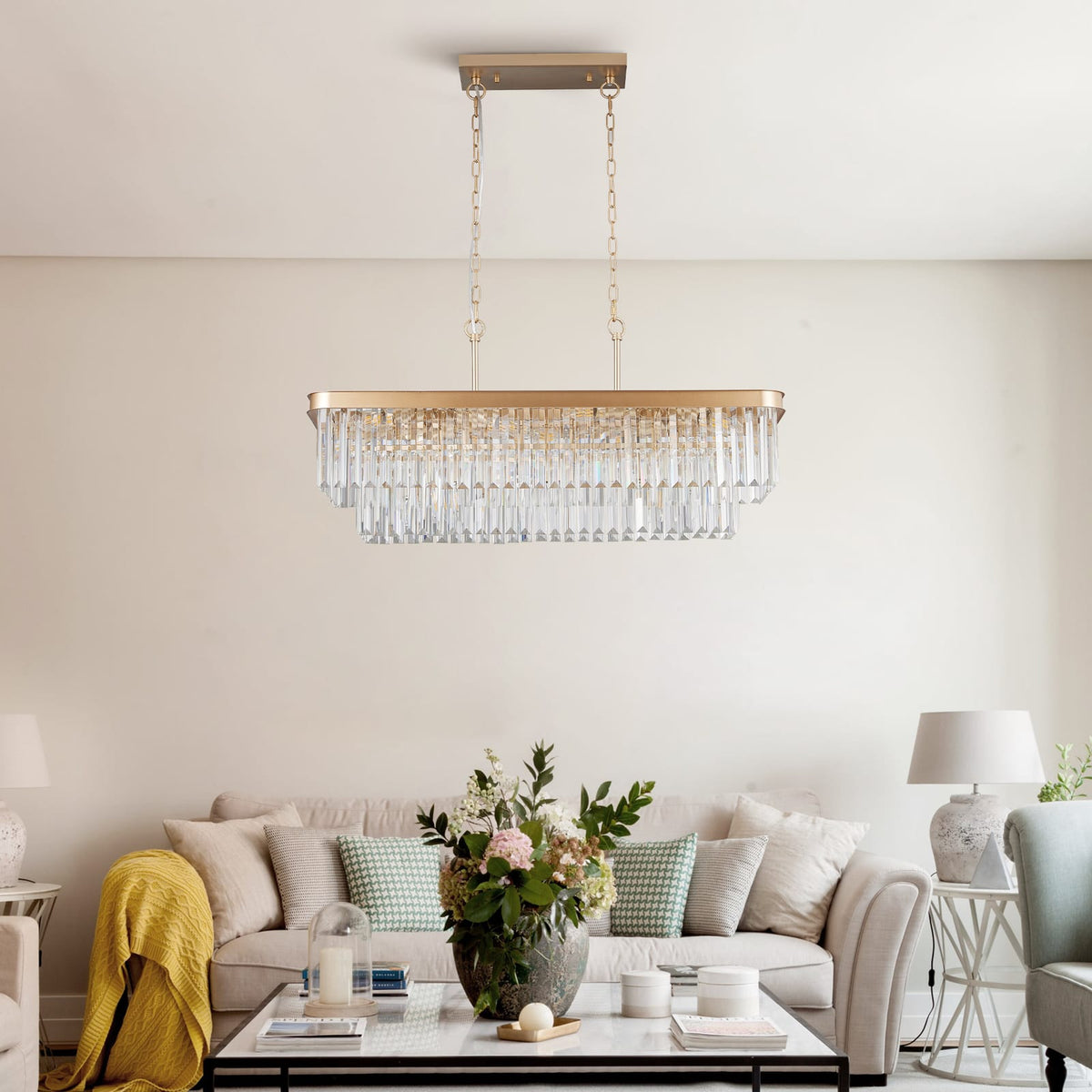 Gold Iron Crystal Chandelier - Living Room Lighting