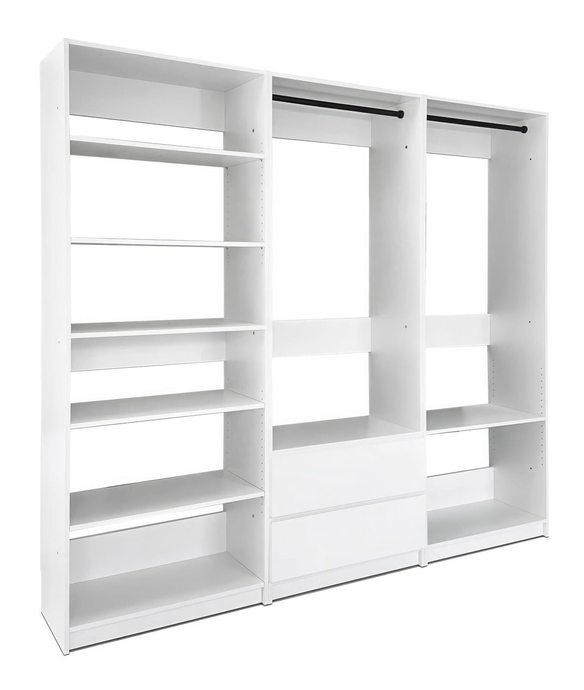 White Wood Walk-In Closet System - 5 Unit Modular