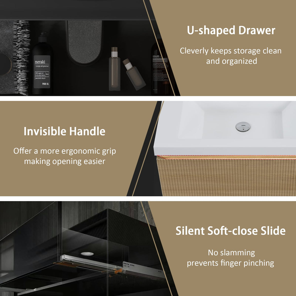 Oak Floating Bathroom Vanity with Sink - 47.2" Wall Mounted Storage