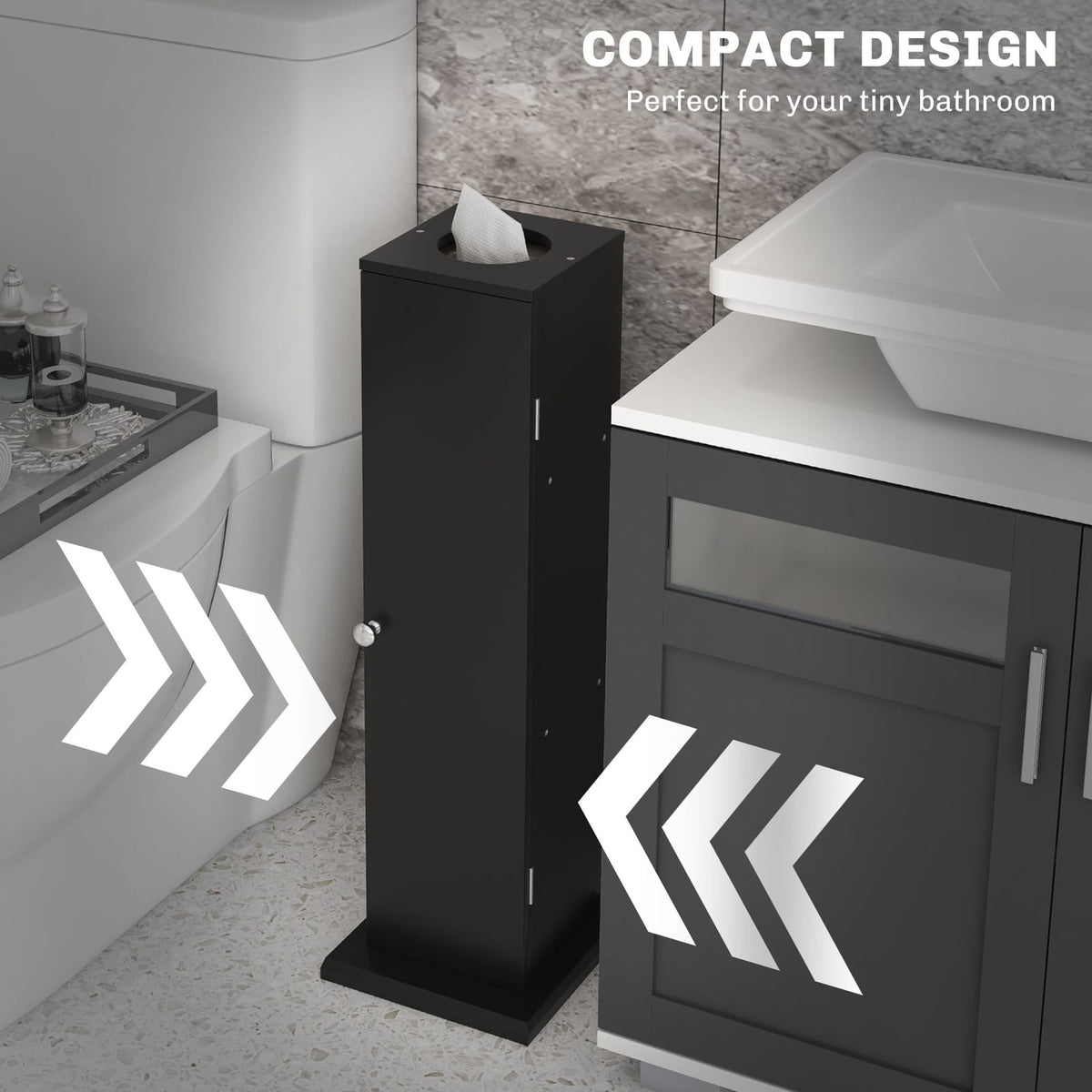 Black Engineered Wood Corner Bathroom Storage Cabinet Upgrade