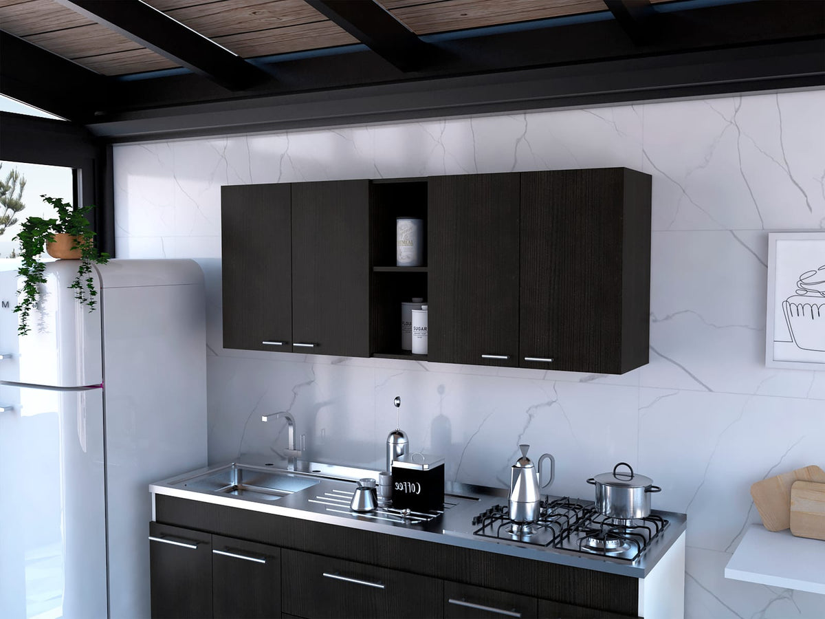 Portofino Wall Cabinet - Black Particle Board Storage