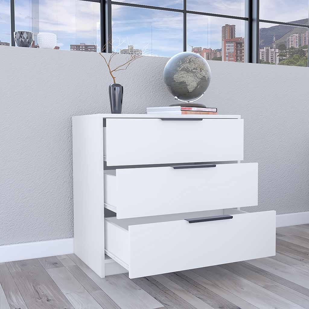 White Three Drawer Dresser - 27.5" Wide Bedroom Storage
