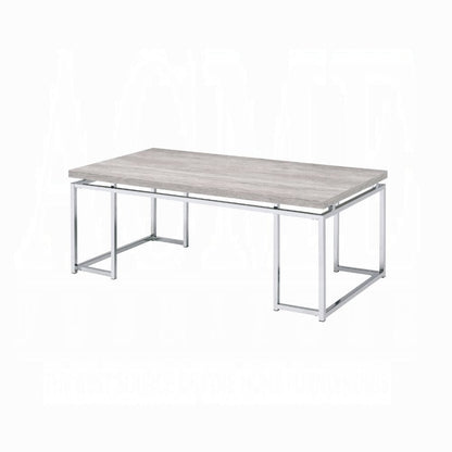 Oak Rectangular Coffee Table - Modern Wood Metal Base
