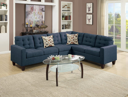 Modular Navy Sectional Sofa - 5 Seat, Polyfiber Fabric