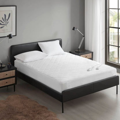 Queen Heated Mattress Pad - White Microfiber