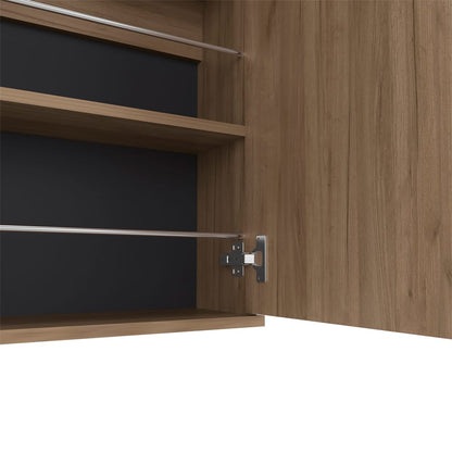 Beige Wall Mounted Shoe Rack Mirror - Bedroom Storage