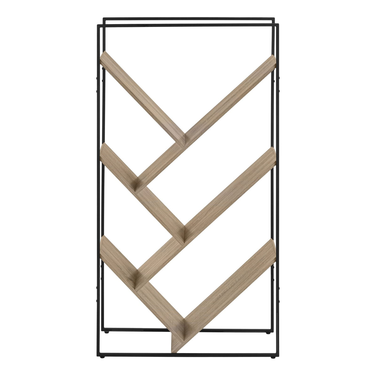 Taupe Metal 5-Tier Bookshelf - 60" Tall for Living Room