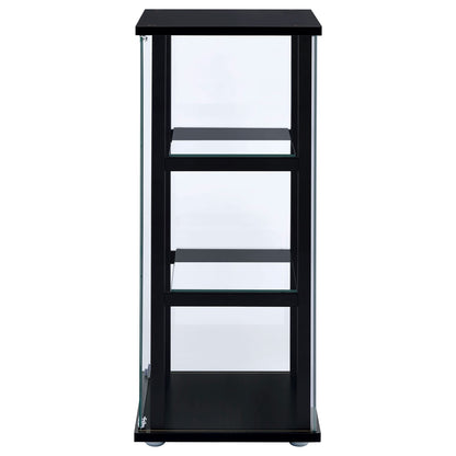 Black 3-Shelf Solid Wood Curio Cabinet - Primary Living Space