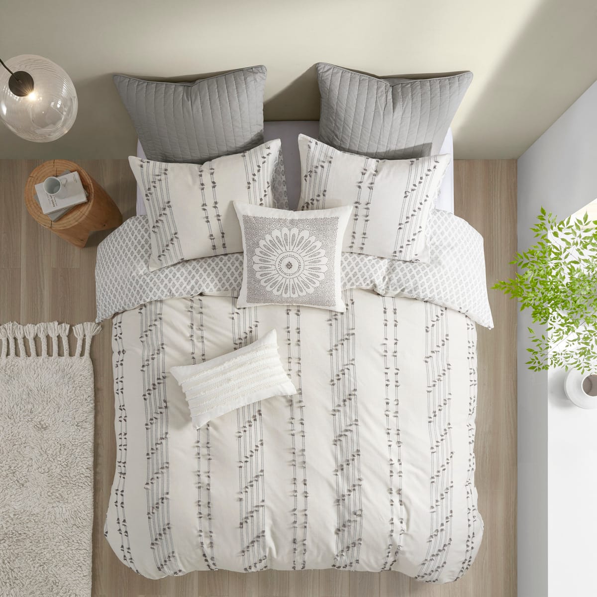 King Cotton Jacquard Duvet Cover Set - Ivory