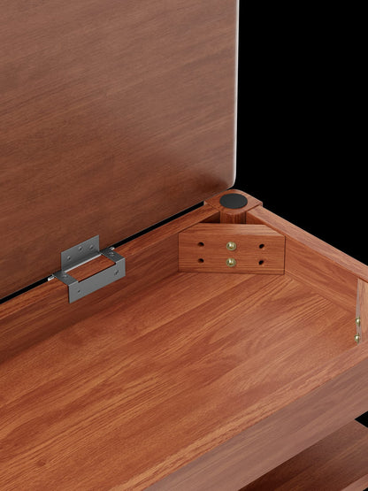 Walnut Solid Wood Shoe Storage Bench with Hidden Storage for Living Room