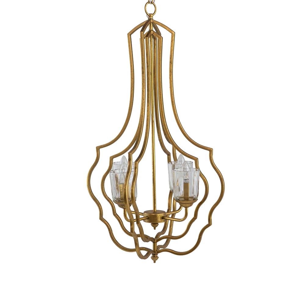 Gold Iron Chandelier - 4 Light Hanging Fixture