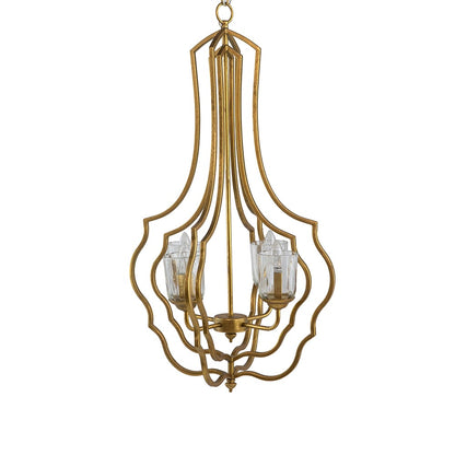 Gold Iron Chandelier - 4 Light Hanging Fixture