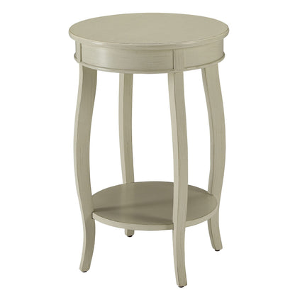 Antique White Round Side Table with Storage Shelf for Living Room