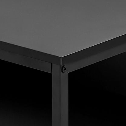 L-Shaped Executive Desk - Large Black+Grey Iron Office Table with Drawers & Storage