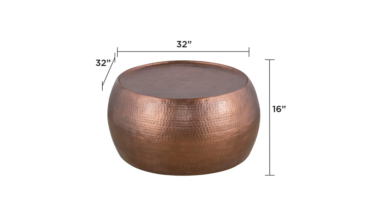 Copper Round Coffee Table - 32 Inch Modern Design