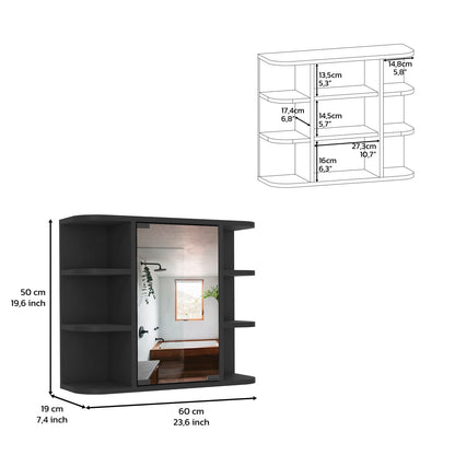 Black Particle Board Bathroom Storage Cabinet for Vanity Organization