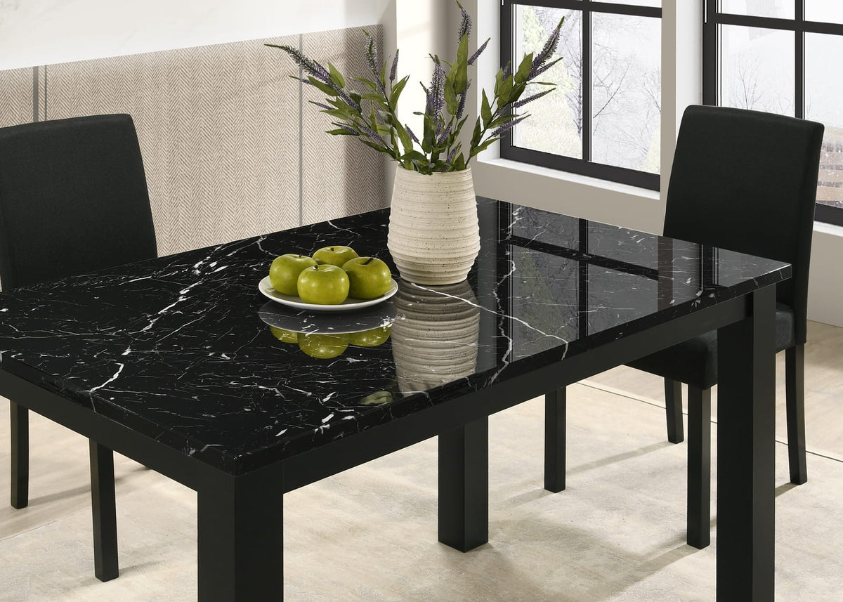 Black Faux Marble Rectangular Dining Table - Seats 4