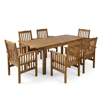 Teak Acacia Wood Dining Set - 6 Seat Patio Table