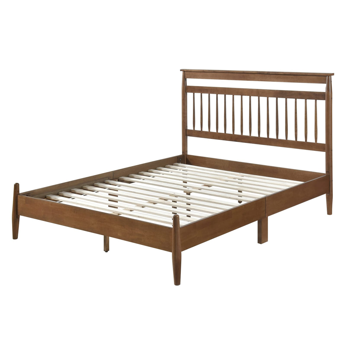 Queen Platform Bed - Chestnut Finish, Box Spring Not Needed