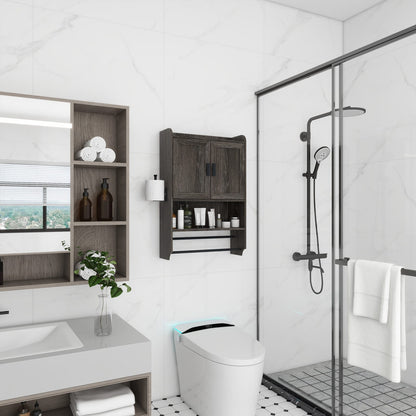 Grey MDF Bathroom Wall Cabinet with Adjustable Shelves
