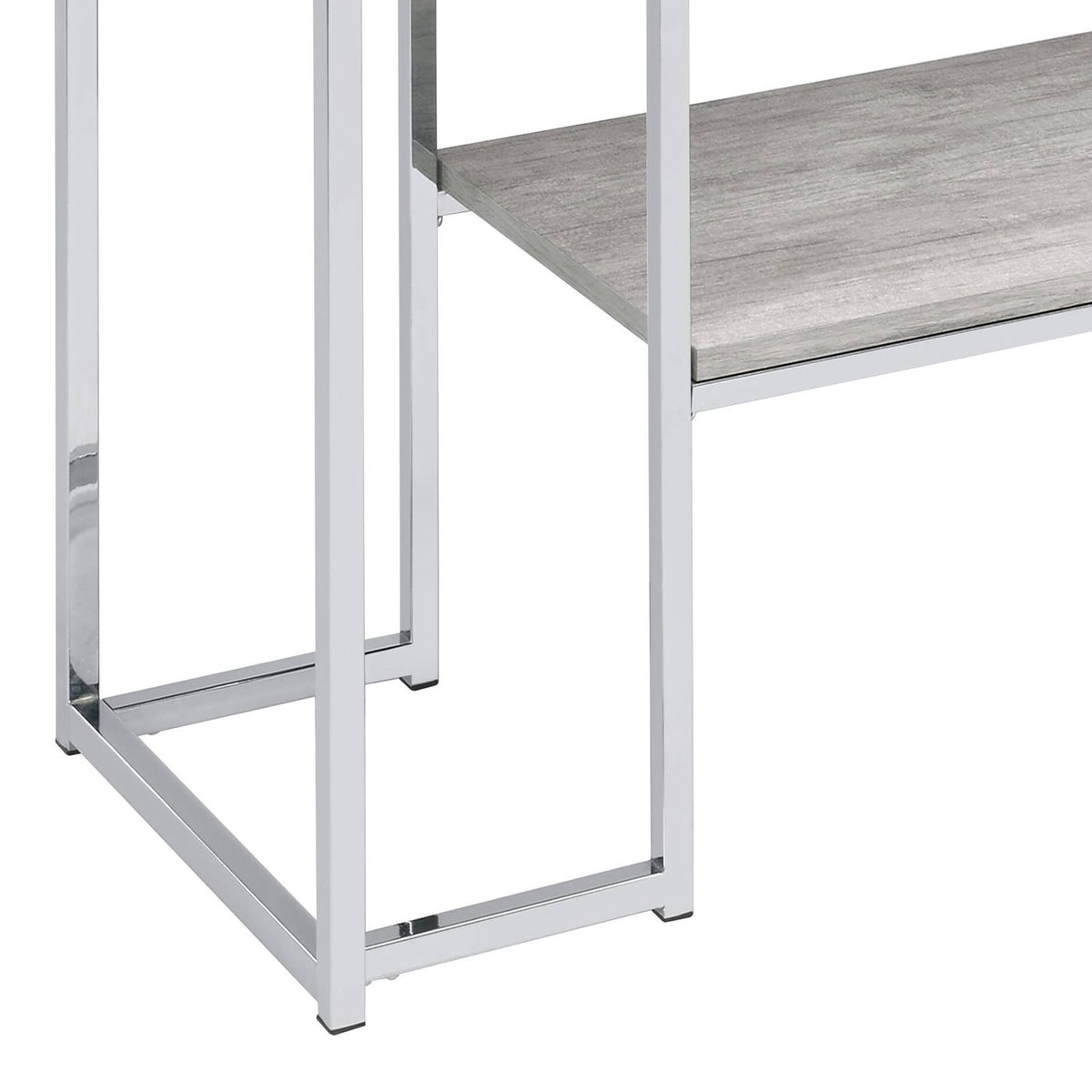 Natural Oak & Chrome Sofa Table - Storage Console