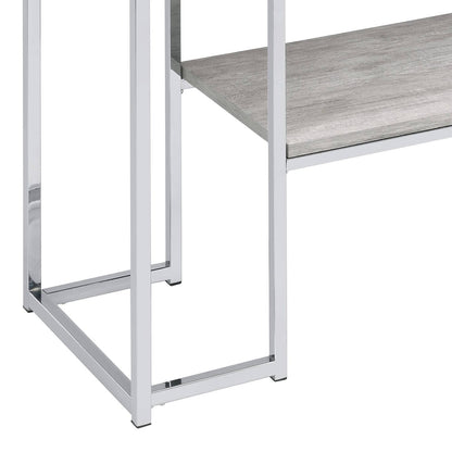Natural Oak & Chrome Sofa Table - Storage Console