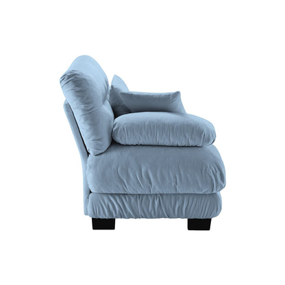 Blue Chenille Sofa - 1 Seat Armless Comfort for Living Room
