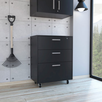 Black 3-Drawer Storage Cabinet - Modern Style for Living Room