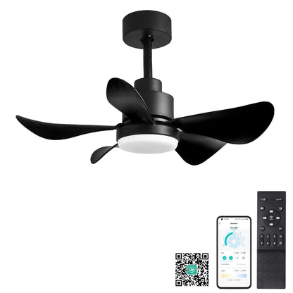 28 Inch Ceiling Fan with Lights - Black, Remote Control