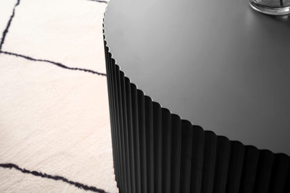 Black Nesting Side Table Set - 2 Round Tables for Living Room