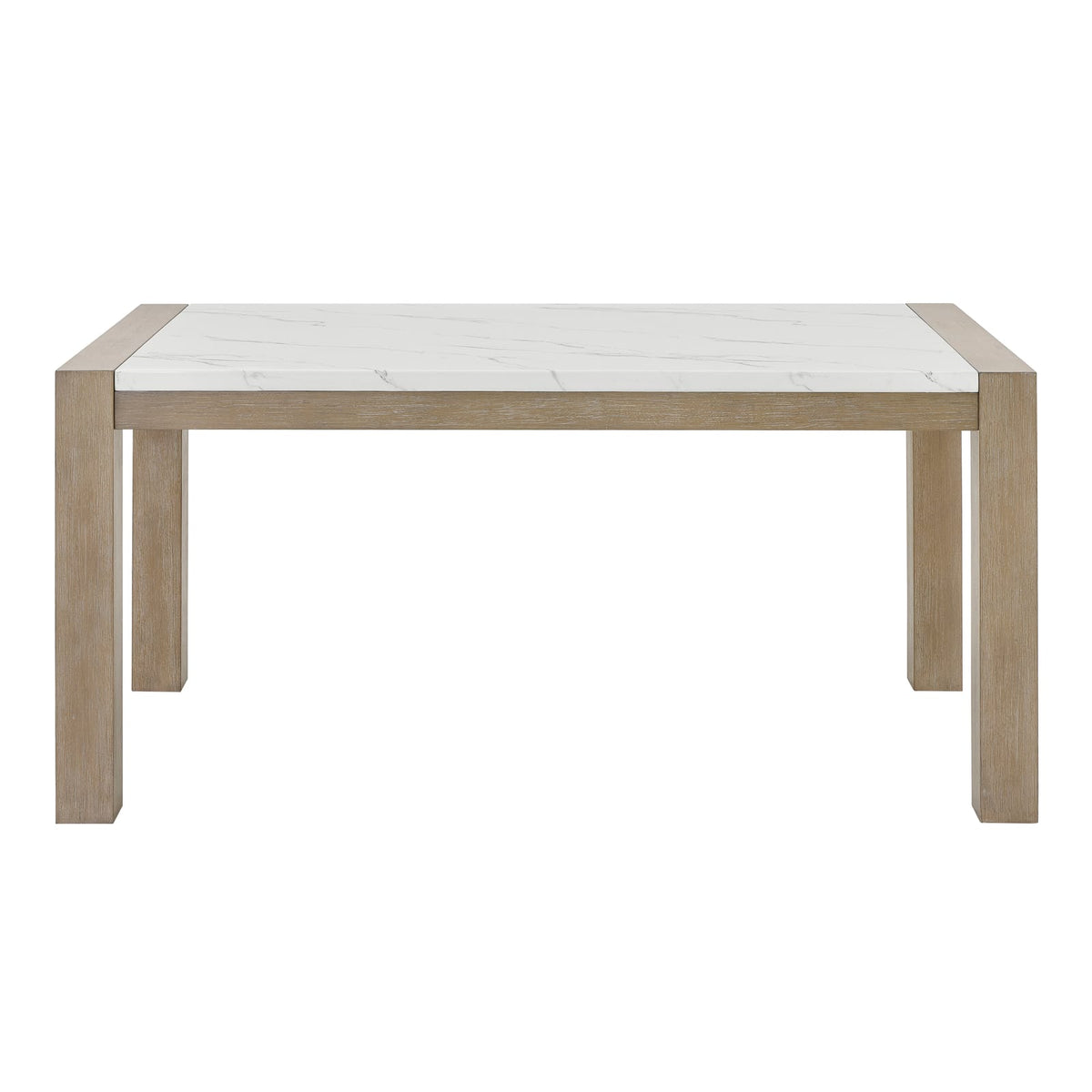 Parson Style Dining Table in Light Oak with White Marble Top