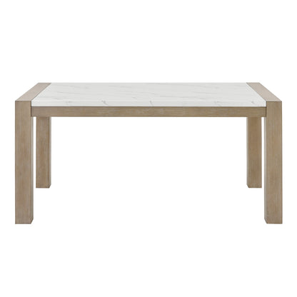 Parson Style Dining Table in Light Oak with White Marble Top