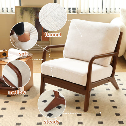 White Fabric Accent Chair - Bedroom Reading Chair for Living Room