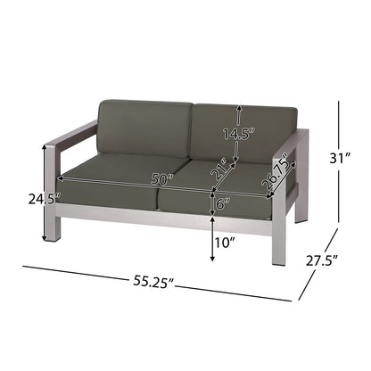 Silver Aluminum Patio Loveseat - Outdoor Seating