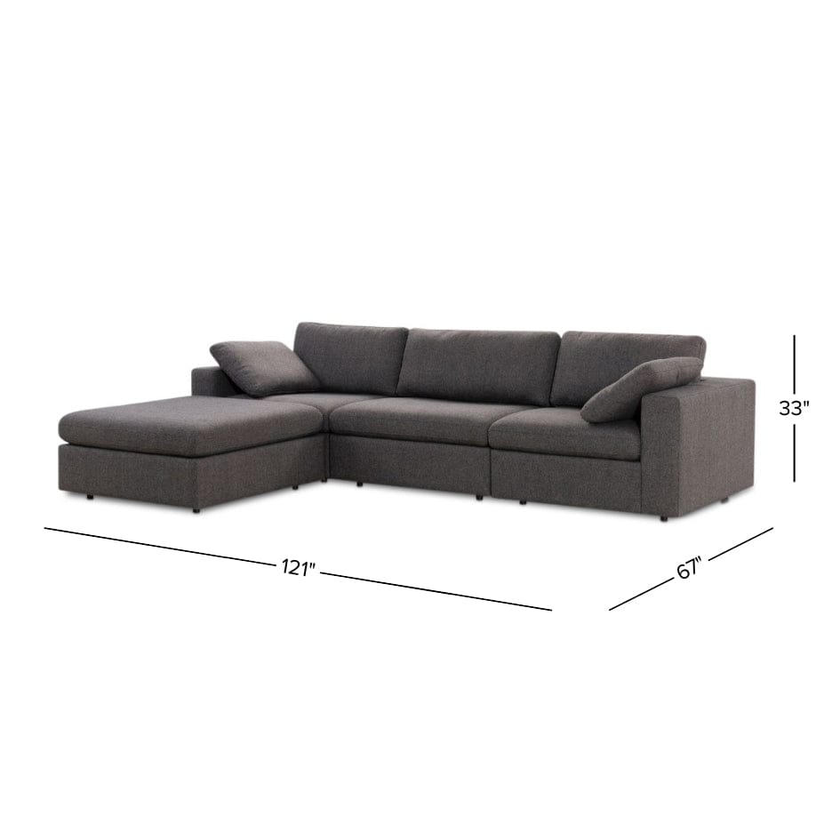 Grey Fabric 4 Seat Corner Sectional Sofa for Living Room