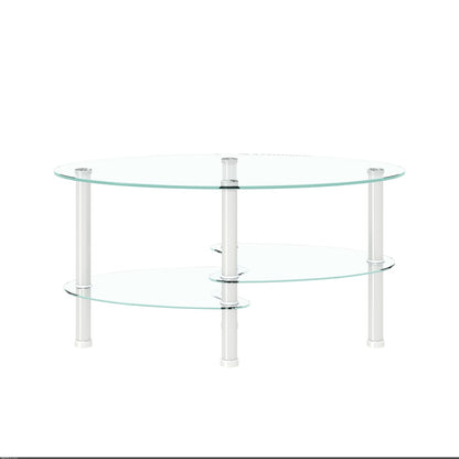 Transparent Oval Glass Coffee Table - Modern Design for Living Room