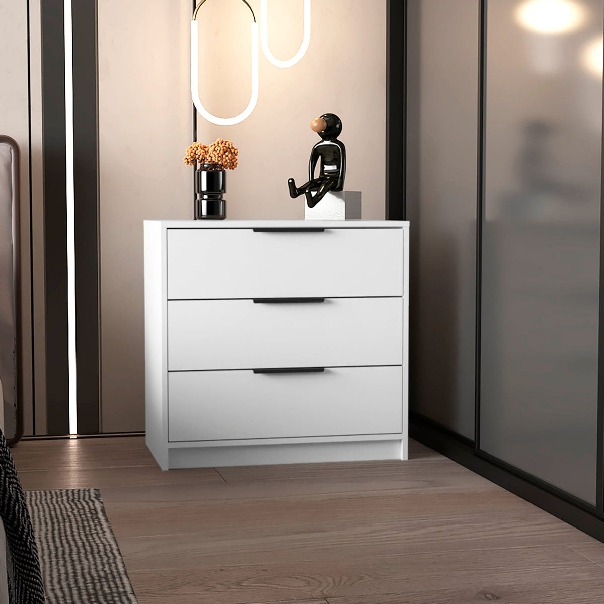 3-Drawer White Dresser - Bedroom Storage
