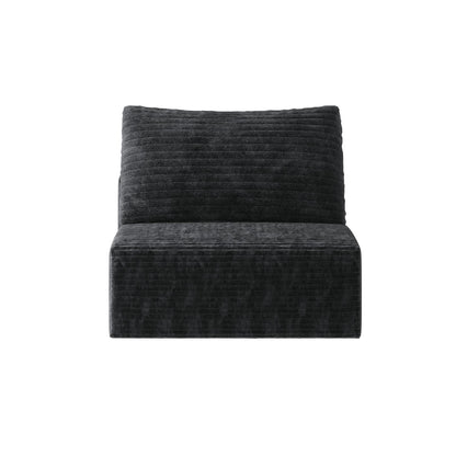 Antique Black Corduroy Chaise Lounge Sofa - 1 Seat