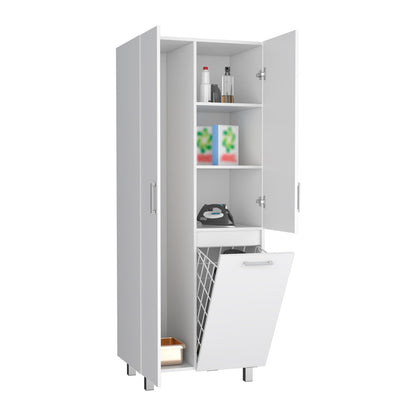 Iris 71" High Broom Closet Cabinet - White Particle Board