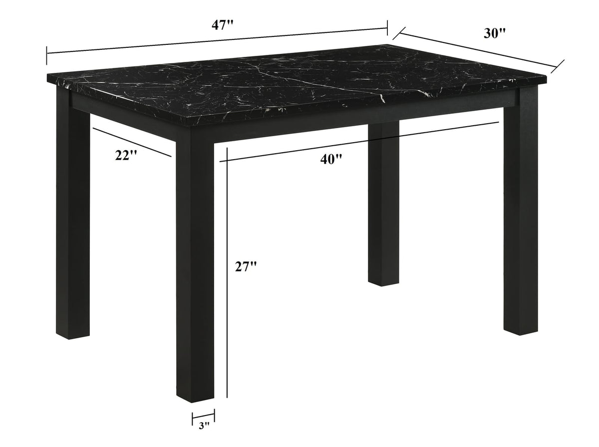 Black Faux Marble Rectangular Dining Table - Seats 4