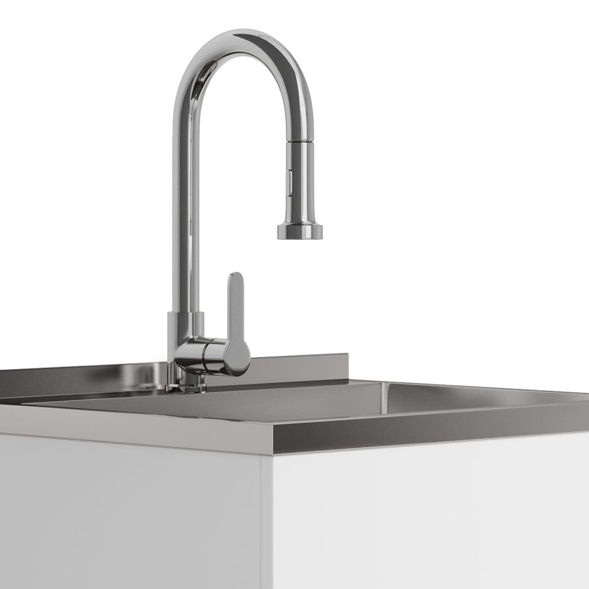 White Laundry Cabinet with Sink - 24" Storage