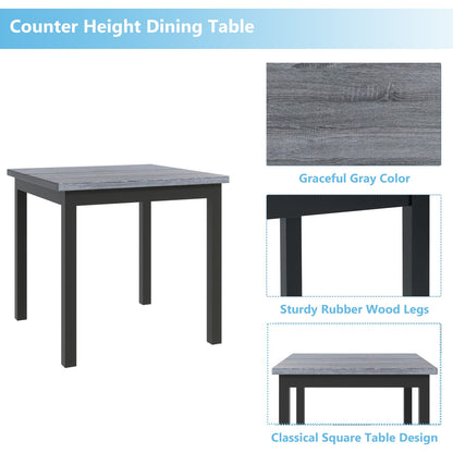 Gray Square Dining Table with 4 Upholstered Chairs for Dining Room