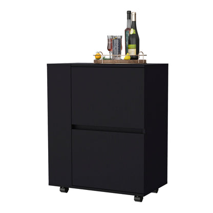 Logan Bar Cart - Black: Dual Cabinet Storage