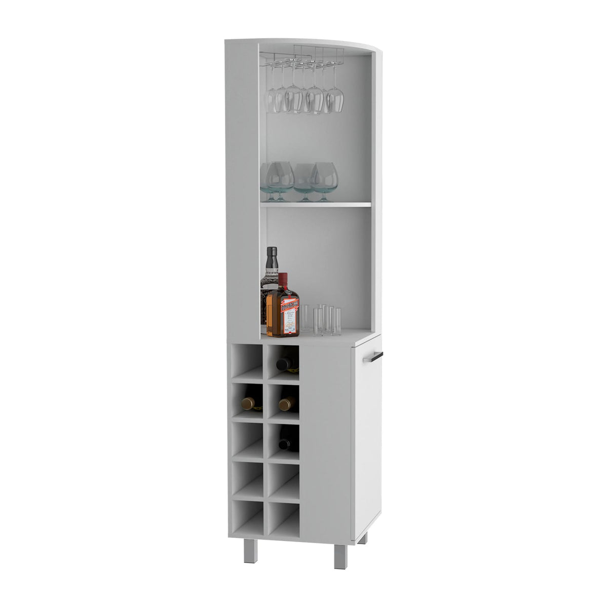Corner Bar Cabinet with Wine Rack - White Storage for Living Room