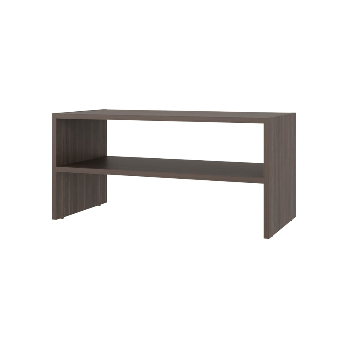 Walnut 2 Shelf Shoe Rack - Modern Display Shelving for Living Room