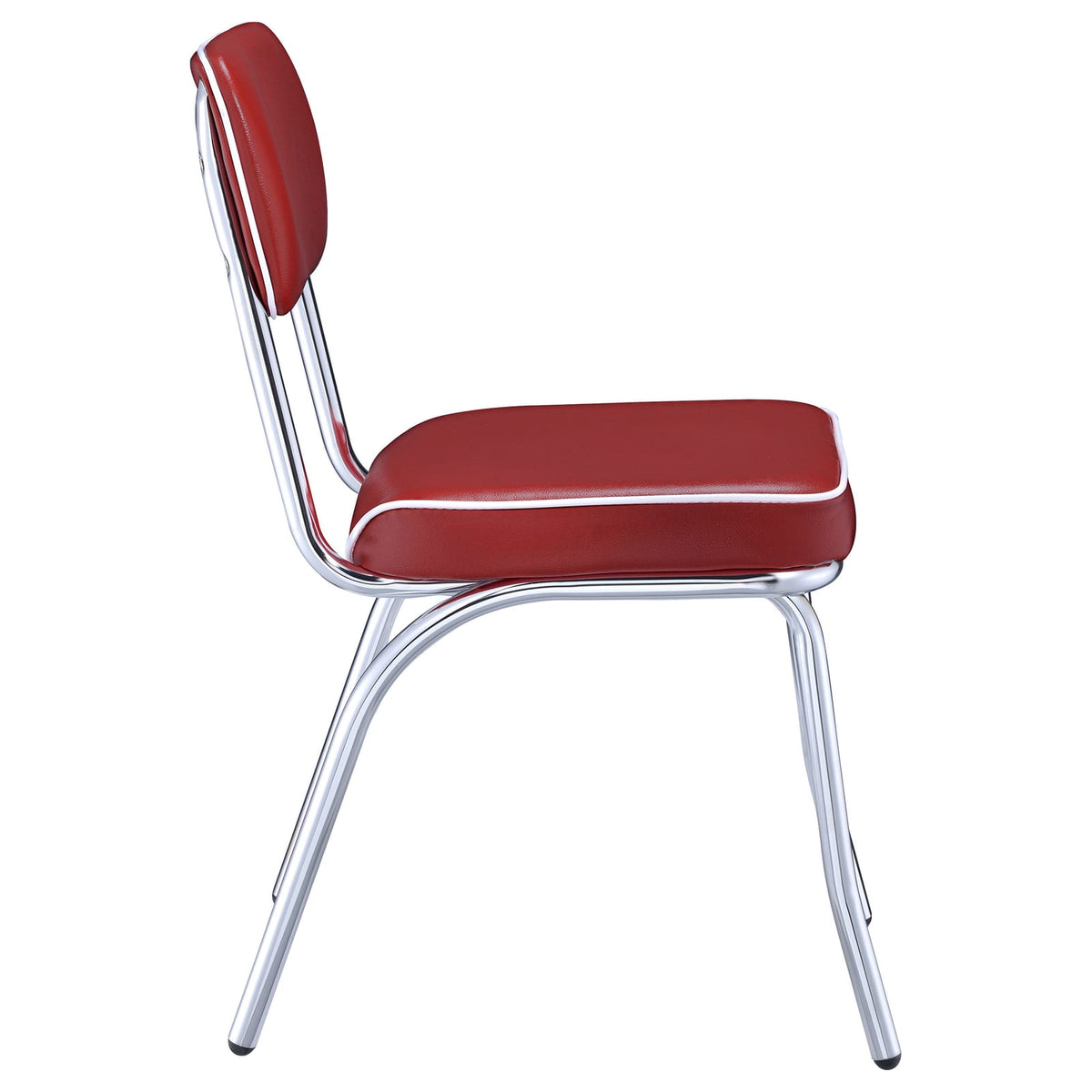 Red Faux Leather Dining Chairs with Chrome Frame for Modern Kitchen