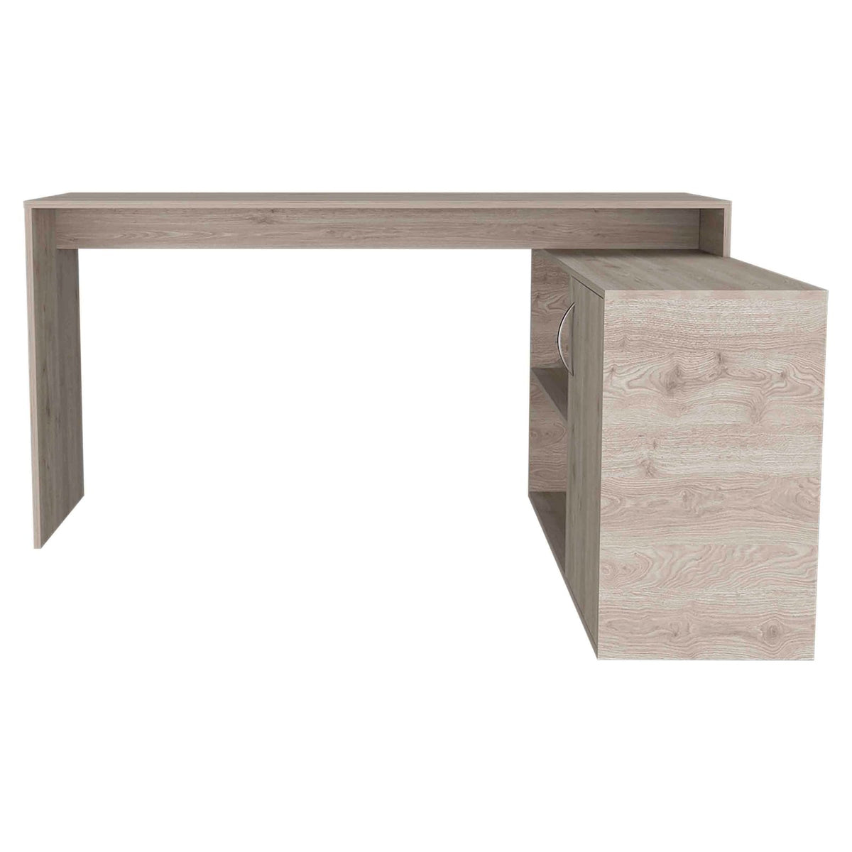 Axis Modern L-Shaped Computer Desk - Light Gray Storage